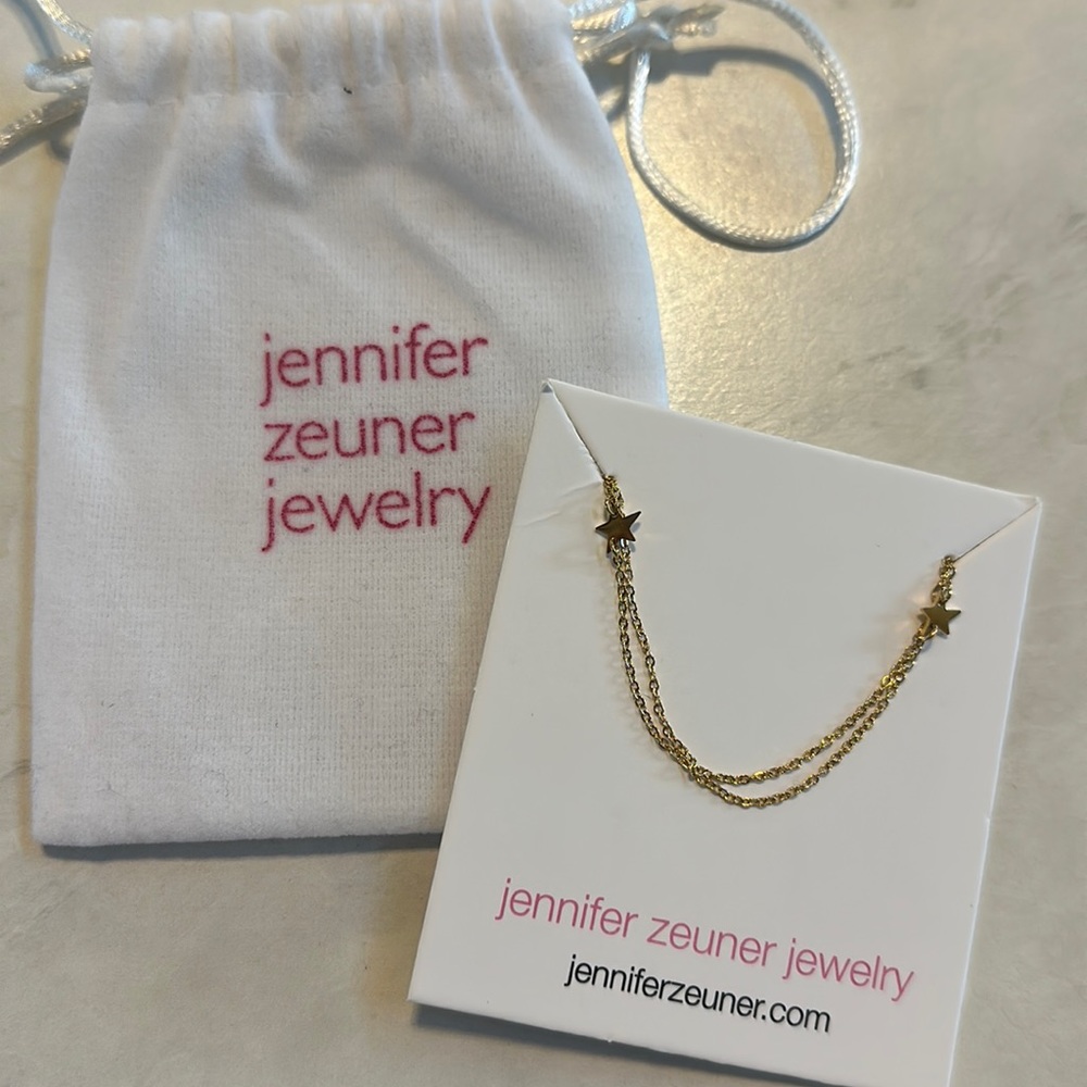 NWT Jennifer Zeuner double star chain necklace - Picture 3 of 3